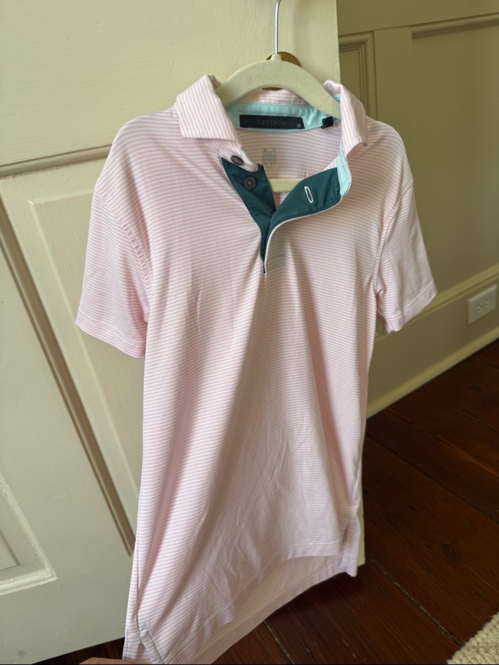 Greyson boys Light Pink Striped Polo with Contrast Placket